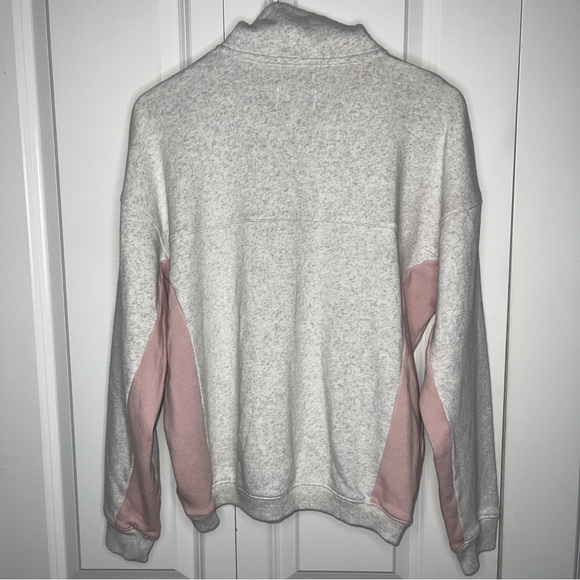 American Eagle Ahh-Mazingly Soft XS Oversized Quarter Zip Pink Gray Coloblock - Picture 4 of 6